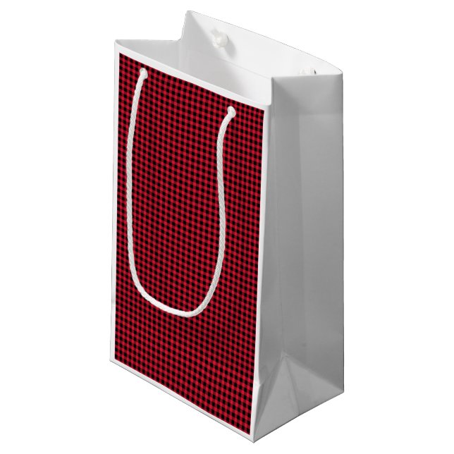 Christmas Red Black Gingham Check Pattern Classic Small Gift Bag (Front Angled)