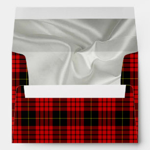 Christmas Red & Black Plaid White Satin Inside Envelope