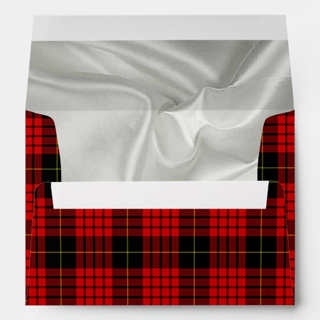  Christmas Red & Black Plaid White Satin Inside Envelope (Back (Bottom))