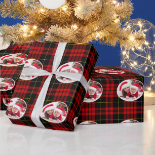 Christmas Red Black Tartan Plaid Add Photo Wrapping Paper