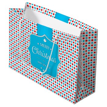 Christmas Red-blue Polka Dots Gift Bag - Large by ChristmaSpirit at Zazzle