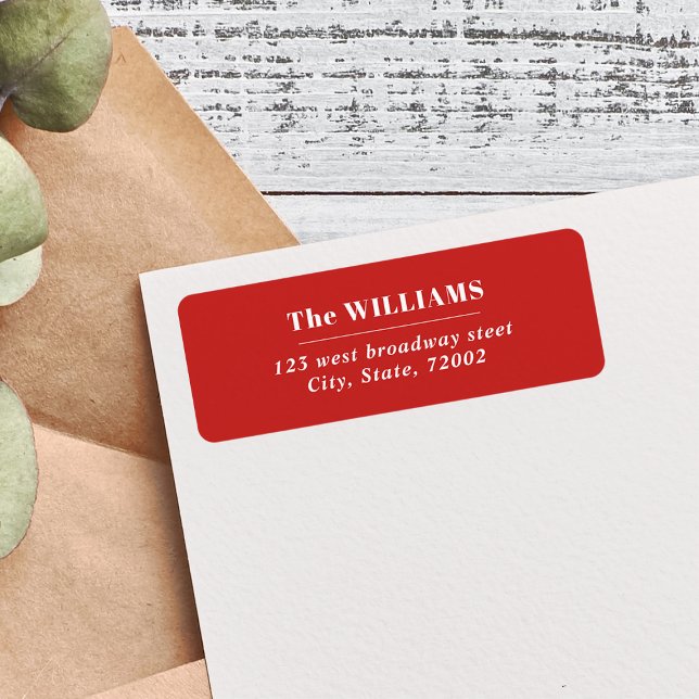 Christmas Red Bold Modern Elegant family name  Label (Creator Uploaded)