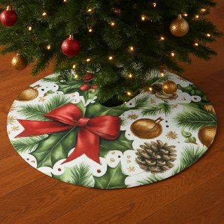 Christmas Red Bow and Greenery 