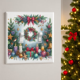 Christmas Red Bow / Green Garland Light Switch Cover