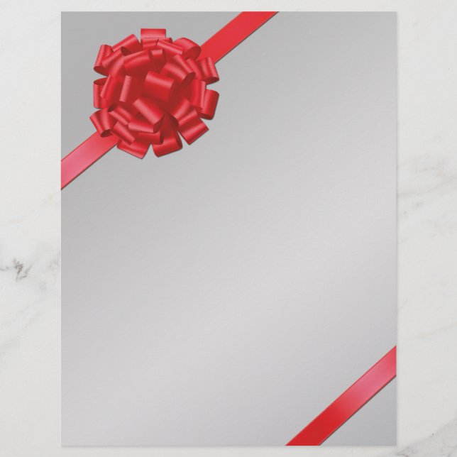 Christmas Red Bow - Letterhead Stationery (Front)