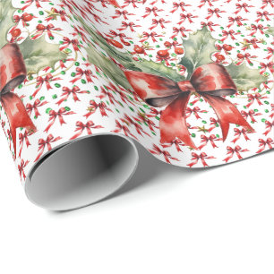  Christmas Red  Bows Wrapping Paper