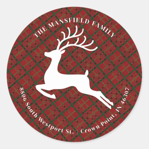 Christmas Red Buffalo Plaid Classic Round Sticker