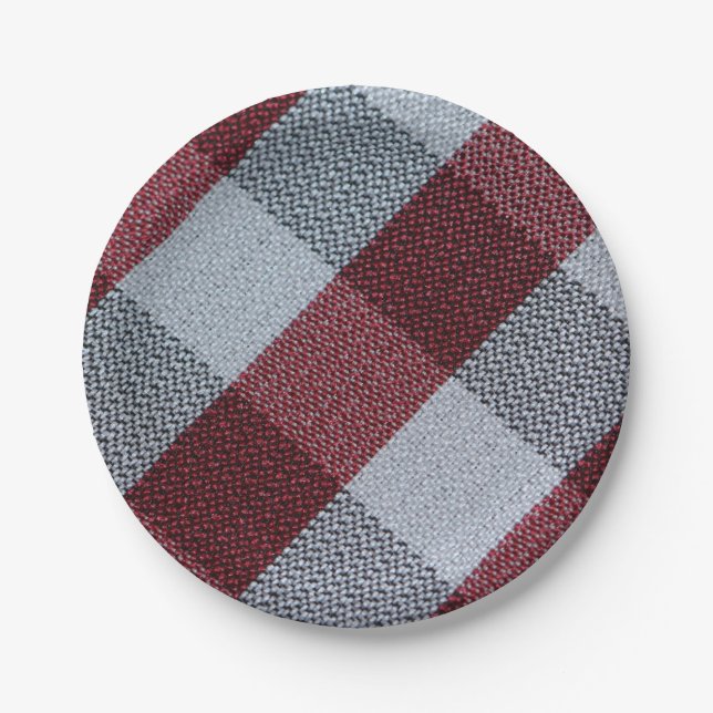 Christmas Red Buffalo Plaid Pattern Paper Plates (Front)