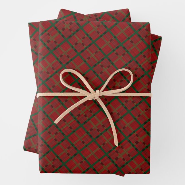 Christmas Red Buffalo Plaid Wrapping Paper Sheets (In situ)