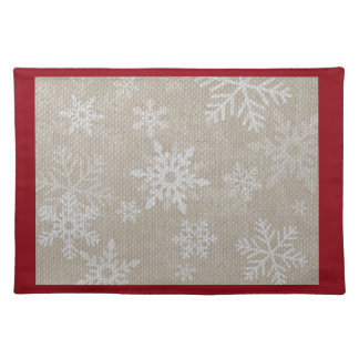 Christmas Red Burlap Snowflake placemats
