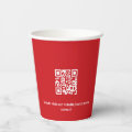 Christmas red business corporate logo qr code paper cups | Zazzle