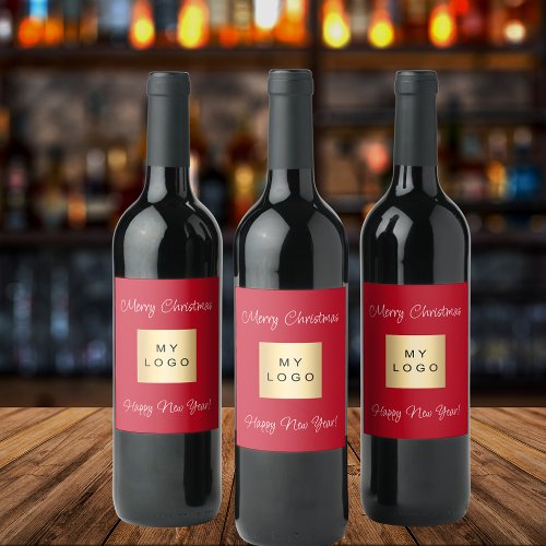 Christmas red business logo wine label