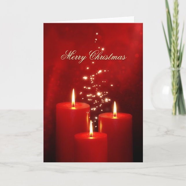 Christmas Red Candles greeting card (Front)