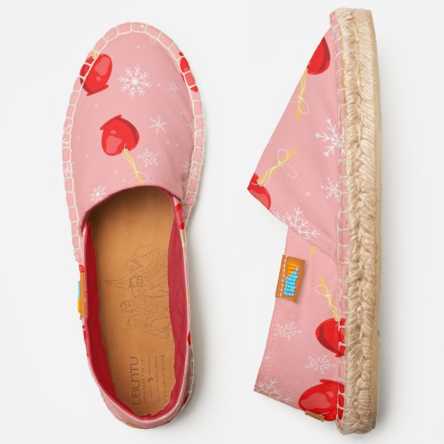 christmas red candy apples pink  espadrilles (Side)
