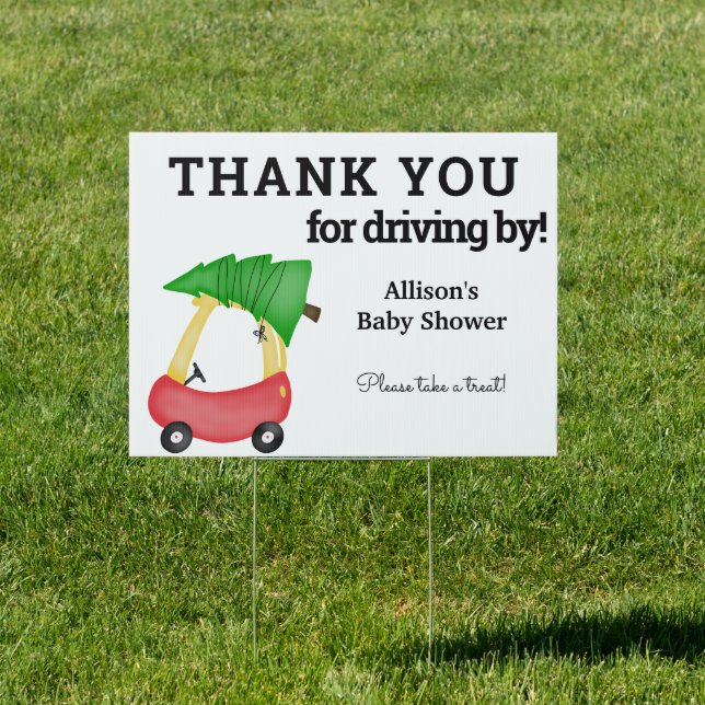 Christmas Red Car Drive By Baby Shower Sign (Insitu)