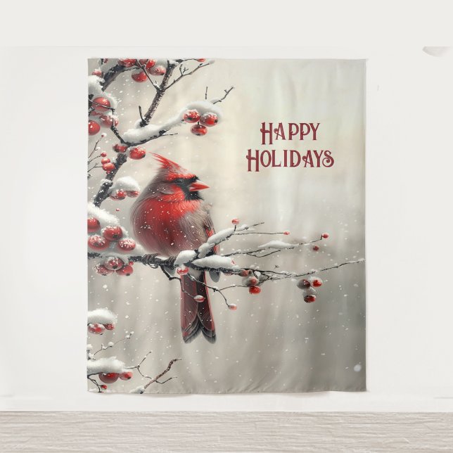 Christmas Red Cardinal Holiday Backdrop (Front)