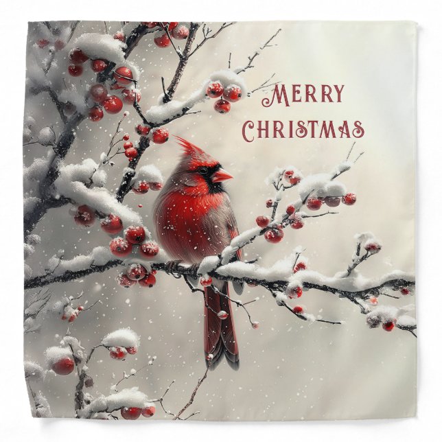 Christmas Red Cardinal Holiday Bandana (Front)