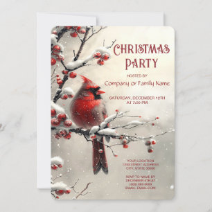 Christmas Red Cardinal Holiday Party Invitation