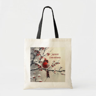 Christmas Red Cardinal Holiday Tote Bag