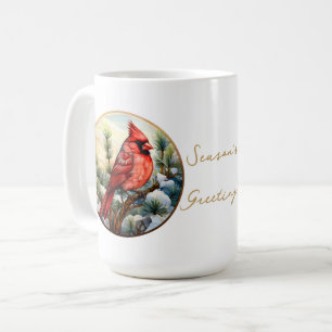 Christmas Red Cardinal Holly Berries Festive Coffee Mug