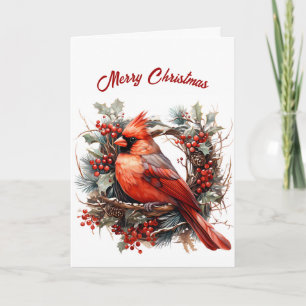 Christmas Red Cardinal Illustration Card