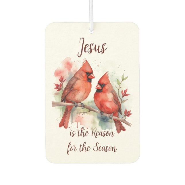 Christmas Red Cardinal Jesus Reason for Season Air Freshener (Front)
