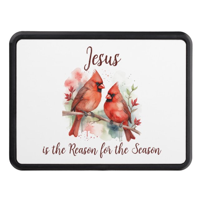 Christmas Red Cardinal Jesus Reason for Season Hitch Cover (Front)