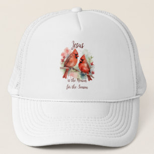 Christmas Red Cardinal Jesus Reason for Season Trucker Hat