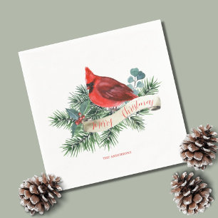 Christmas Red Cardinal Name  Napkins