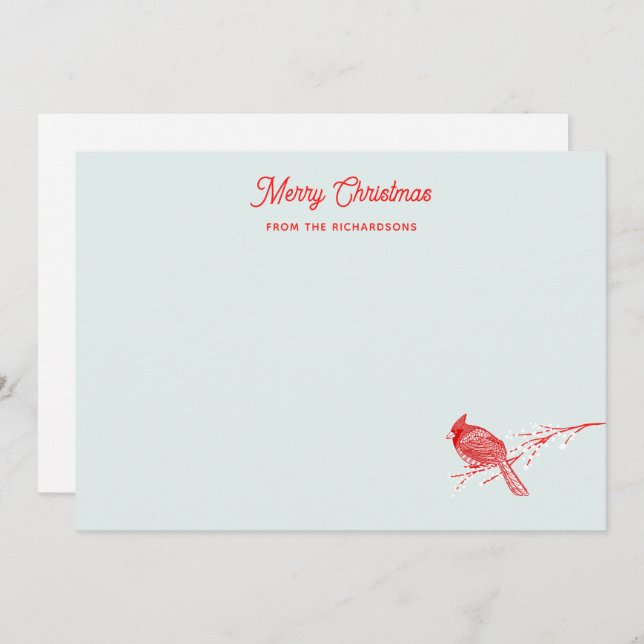 Christmas Red Cardinal Note Card (Front/Back)