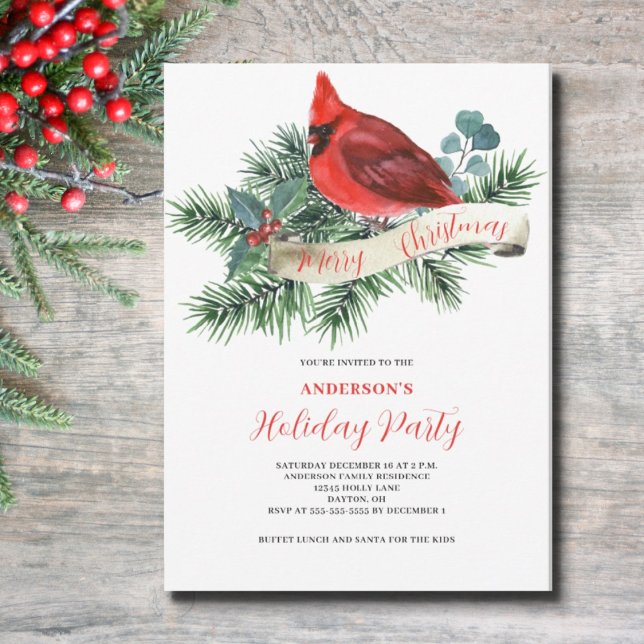 Christmas Red Cardinal Party Invitation (Creator Uploaded)