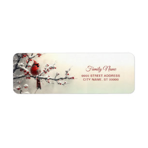 Christmas Red Cardinal Return Address Lab Label