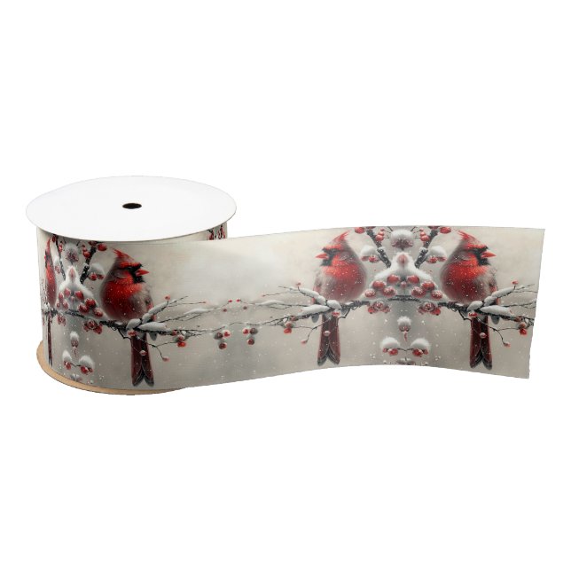  Christmas Red Cardinal Satin Ribbon (Spool)