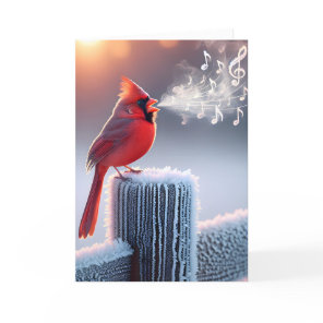 Christmas Red Cardinal Singing  Holiday Card