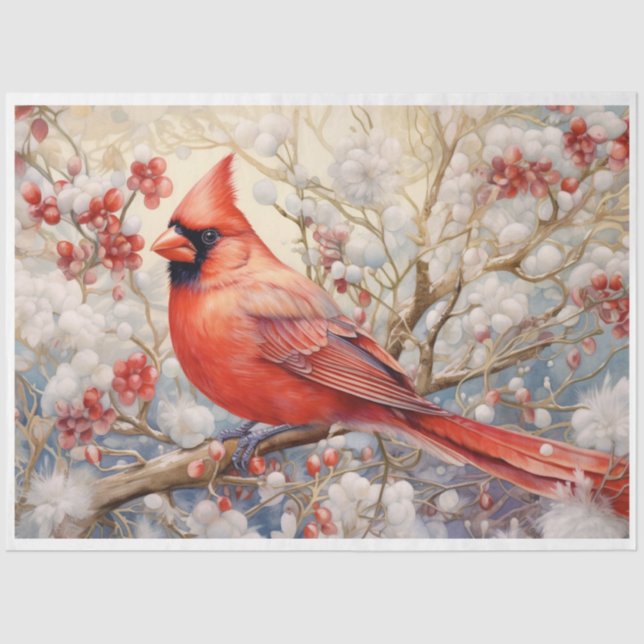 Christmas Red Cardinal  Tissue Paper (Front)