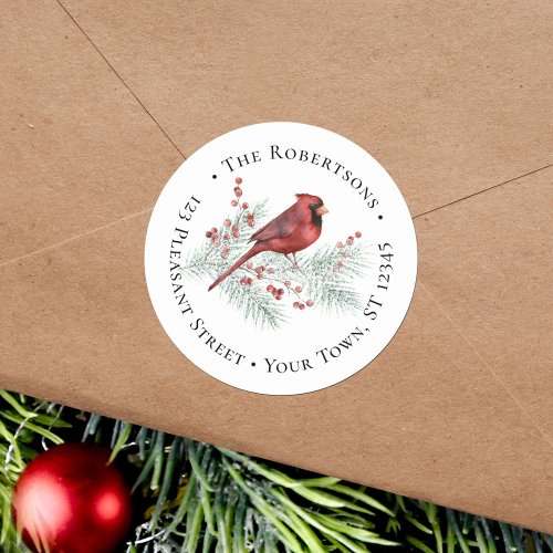 Christmas Red Cardinal Winter Return Address Label