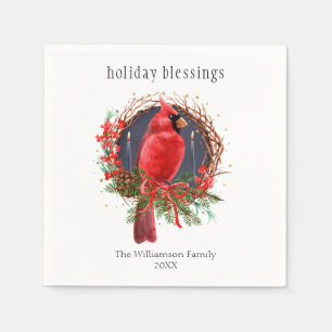Christmas Red Cardinal Yule Solstice Boho Holiday Napkins