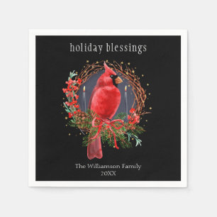 Christmas Red Cardinal Yule Solstice Boho Holiday Napkins
