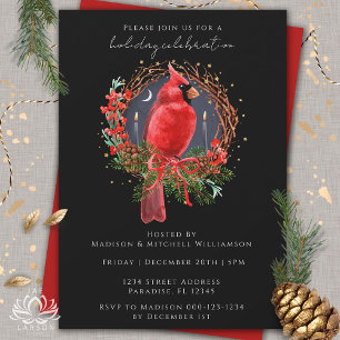 Christmas Red Cardinal Yule Solstice Holiday Party Invitation