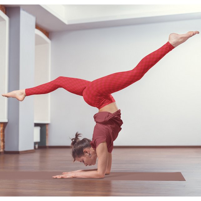 Christmas Red Checkered Gold Monogrammed Santa Elf Leggings (Christmas Red Checkered Gold Monogrammed Santa Elf Leggings)