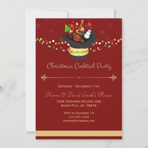 Christmas Red Cocktail Party Invitation