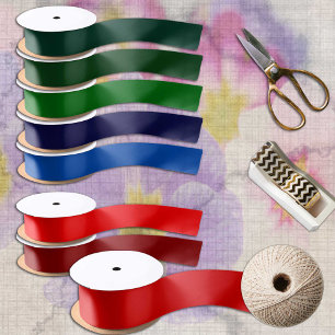 Christmas Red Colour solid minimalist Satin Ribbon