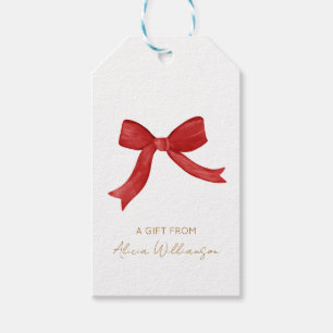 Christmas Red Coquette Bow Personalized Gift From Tags