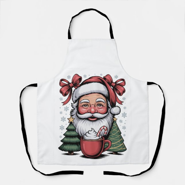 Christmas Red Coquette Santa Xmas Holiday Family Apron (Front)