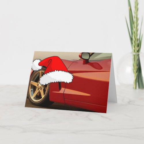 Christmas Red Corvette Holiday Card