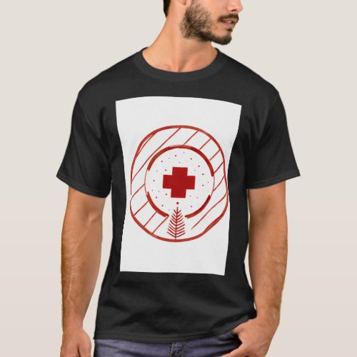 Christmas Red Cross Sticker T_Shirt
