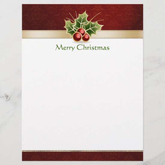 Christmas red damask personalized letterhead