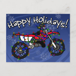 Christmas Red Dirt Bike Holiday Postcard