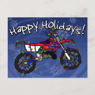 Christmas Red Dirt Bike Holiday Postcard