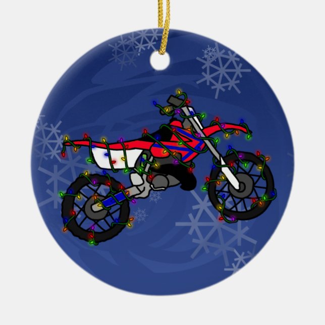 Christmas Red Dirt Bike Ornament (Front)